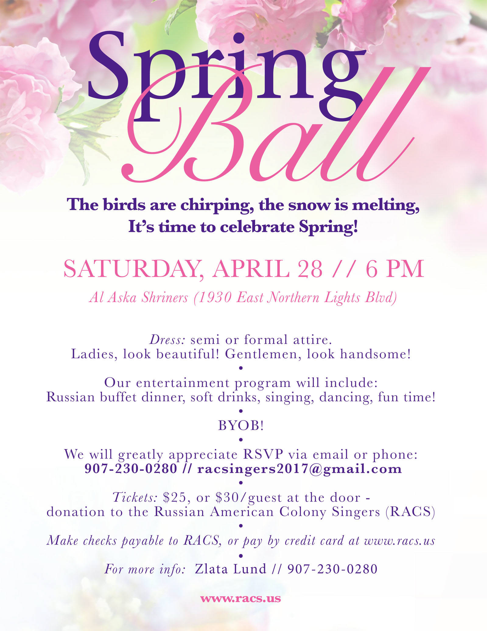 Spring Ball by RACS - April 28, 2018, 6 PM, at Al Aska Shriners, Anchorage.